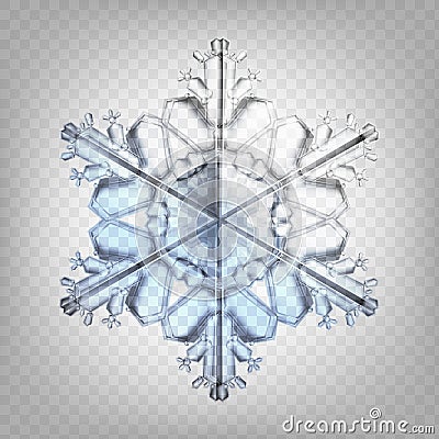 Stock vector illustration realistic snowflake. Isolated on a transparent background. Fall of snow. Flake of snow. EPS 10 Vector Illustration