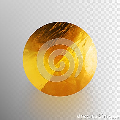 Stock vector illustration shiny, sparkly gold leaf circle. Metal foil texture Isolated on a transparent background. EPS 10 Vector Illustration