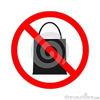 Stock vector of no bag Prohibition for bringing packet bag. Don`t bring anything Vector Illustration