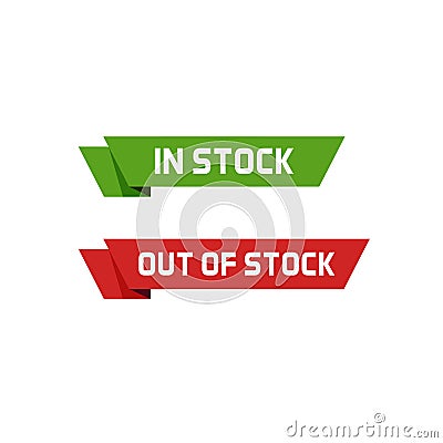 In stock vector sign and out of stock text badge or labels isolated on white clipart Vector Illustration