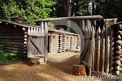 Stockade fence of Fort Clatsop Stock Photo