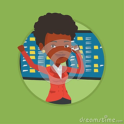 Stockbroker at stock exchange vector illustration. Vector Illustration