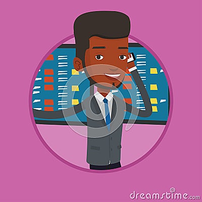 Stockbroker at stock exchange vector illustration. Vector Illustration