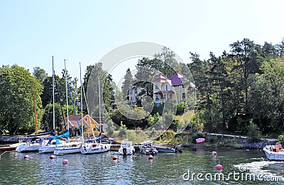 Beautiful houses in Stockholm archipelago Editorial Stock Photo