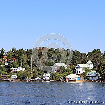 Beautiful houses in Stockholm archipelago Editorial Stock Photo