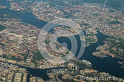 Stockholm, Capital of Sweden - aerial view - spring landscape Stock Photo