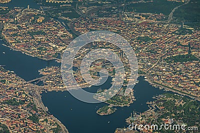 Stockholm, Capital of Sweden - aerial view - spring landscape Stock Photo