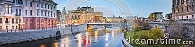 Stockholm city center with Royal Swedish Opera at twilight, Sweden, Scandinavia Stock Photo