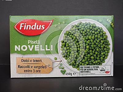 STOCKHOLM - FEB 2020: Findus frozen peas packet Editorial Stock Photo