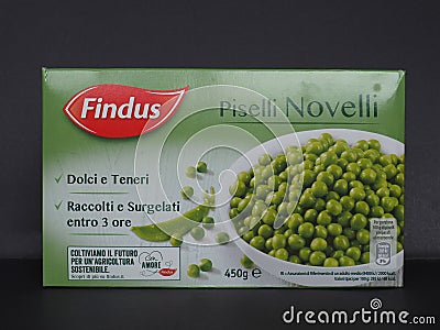 STOCKHOLM - JAN 2020: Findus frozen peas packet Editorial Stock Photo