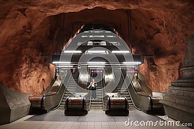 Stockholm metro escalator Stock Photo