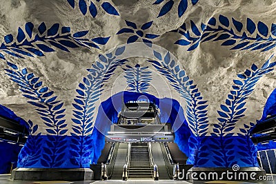 Stockholm metro or tunnelbana central station T-Centralen with i Stock Photo