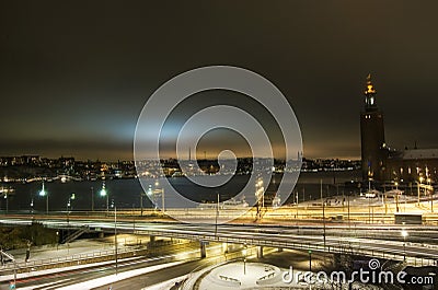 Stockholm At Night Stock Photo