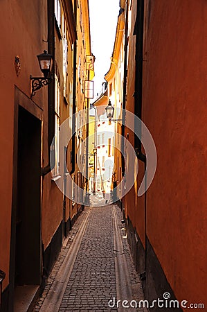 Stockholm old town alley, Sweden. Stock Photo