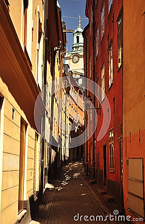 Stockholm old town alley, Sweden. Stock Photo