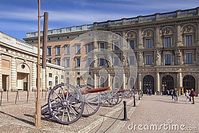 Stockholm Royal Palace Field Guns Editorial Stock Photo