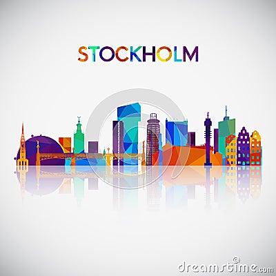 Stockholm skyline silhouette in colorful geometric style. Vector Illustration