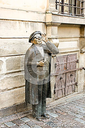 STOCKHOLM, SWEDEN - AUGUST 03, 2009 - Street monument of Evert Taube, swedish composer,writer and actor, Stockholm old town Gamla Editorial Stock Photo