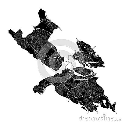 Stockholm, Sweden, Black and White high resolution map Stock Photo