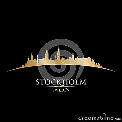 Stockholm Sweden city silhouette black background Vector Illustration