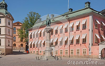 Riddarholmen Island and historical bronze statue of Prince Birger Jarl, the founder of Stockholm Editorial Stock Photo