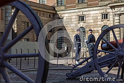 Guardsman guard change near Swedish Royal Palace Editorial Stock Photo