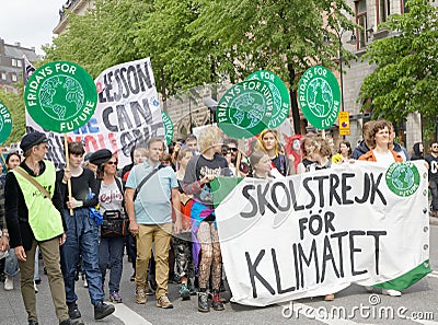 Greta Thunberg and the Global Strike For Future, a demonstration to force the heads of state to make decitions to stop the climate Editorial Stock Photo