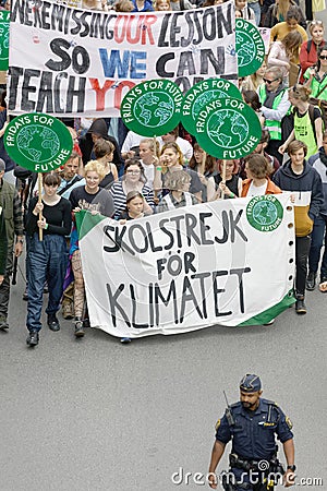Greta Thunberg and the Global Strike For Future, a demonstration to force the heads of state to make decitions to stop the climate Editorial Stock Photo