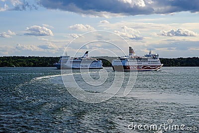 Stockholm,Sweden,Two ferry boats Editorial Stock Photo