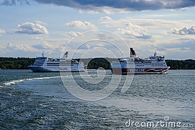 Stockholm,Sweden Two ferry boats Editorial Stock Photo