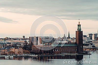 Stockholm town hall next to the sea Stock Photo