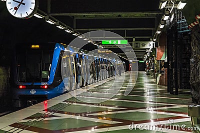 In the Stockholm Tunnelbana Editorial Stock Photo