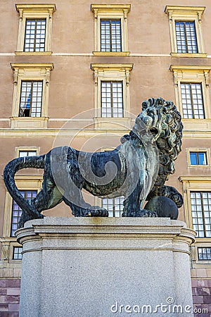 Stockholms Royal Palace Lion Statue Editorial Stock Photo