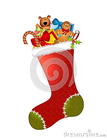 Stocking Full of Toys Cartoon Illustration