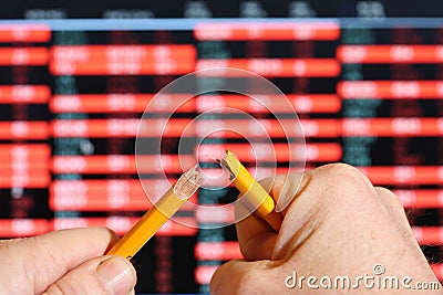 Stockmarket crash, broken pencil Stock Photo