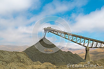 Stockpile and conveyor belt Stock Photo