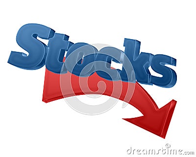 Stocks prices down Stock Photo