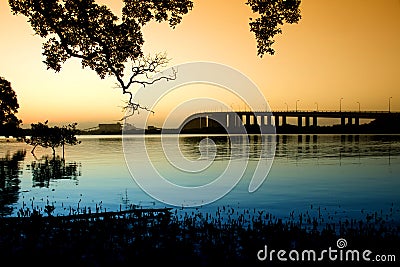 Stockton Bridge at Dusk Stock Photo