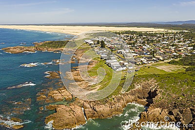 The Stockton Sand Dunes and Tasman Sea at Birubi Point in regional Australia Stock Photo