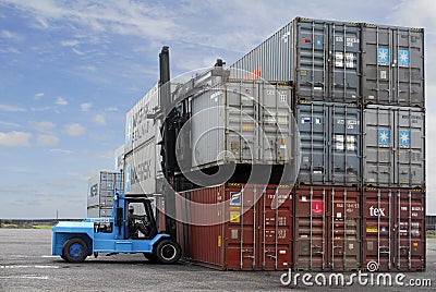 Stockyard with cargo container Editorial Stock Photo