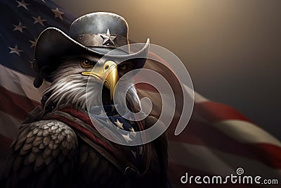 Stoic Eagle Sheriff: The Defiant Protector of American Ideals Stock Photo