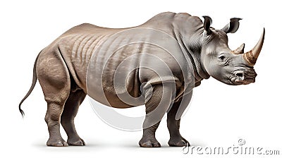 A stoic rhinoceros with a prominent horn embody Stock Photo