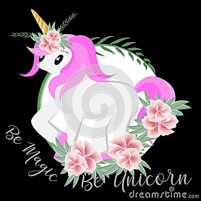 Be magic be unicorn with watercolor illustration Vector Illustration