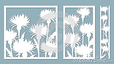 Stokesia. Vector illustration. Set of paper flower, stickers. Laser cut. Template for laser cutting and Plotter. Vector Vector Illustration