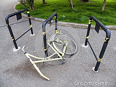 Stolen bicycle Stock Photo