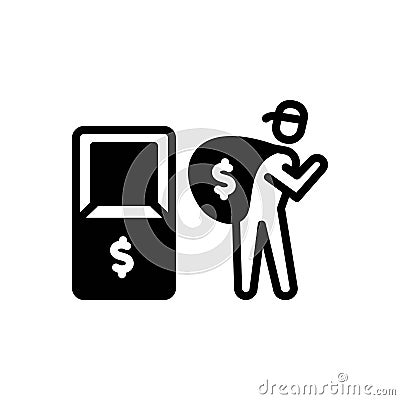 Black solid icon for Stolen, purloin and thieve Stock Photo
