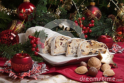 Stollen for Christmas Stock Photo
