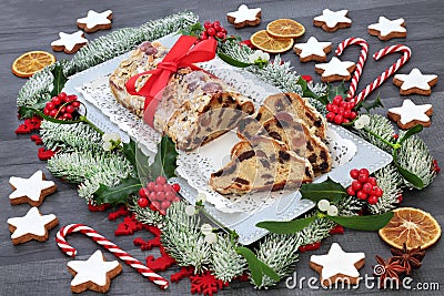 Stollen Christmas Cake Stock Photo