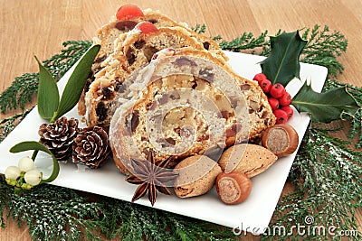 Stollen Christmas Cake Stock Photo