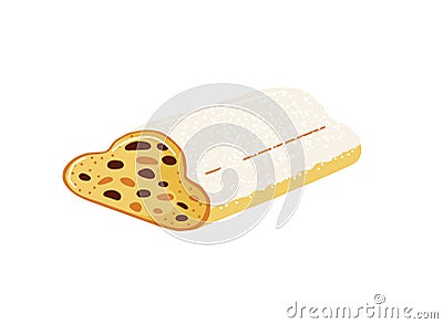 Stollen german pastry for christmas time.Vector illustration on white background Vector Illustration